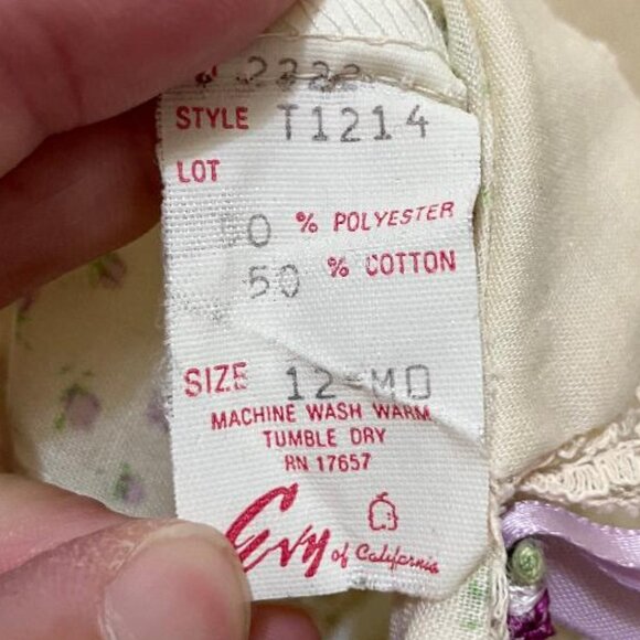 Vintage Evy Of California Baby Girls Floral 2 Piece Dress Set Size 12 Months - Picture 5 of 5